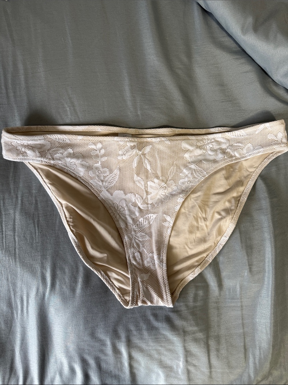 aerie Beige Floral Lace Bikini Bottom